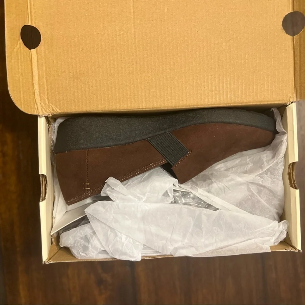 St John’s Bay Pemba Dark Brown Wedge Slip On Loafer w/ Flex Form Inserts Size 8